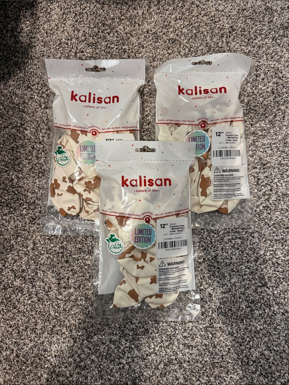 Country Cow Balloons - 3 Packs